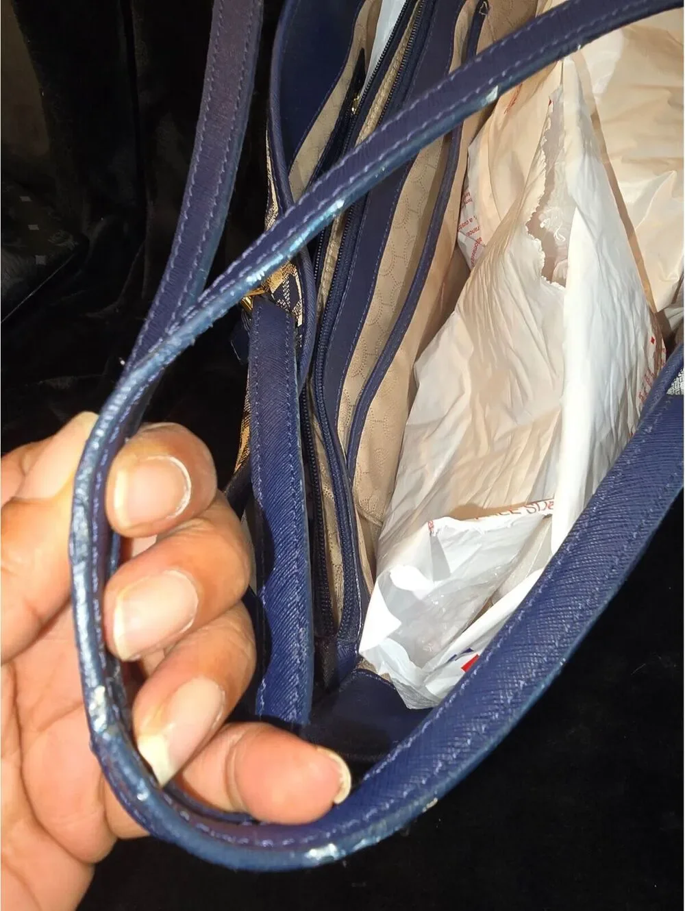 140. Michael Kors Blue and White Tote